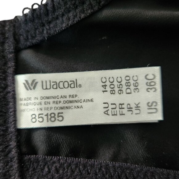 Wacoal Bodysuede Underwire Ultra Full Coverage Bra Black Women's Size 36C - Picture 10 of 13